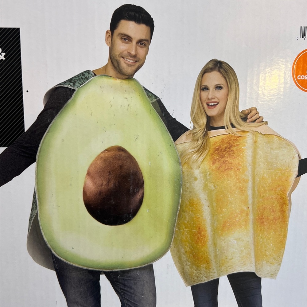 Avocado & Toast Halloween Costume OS Adult Couples Teen 2 Pc Pullover Tunics - Picture 3 of 4